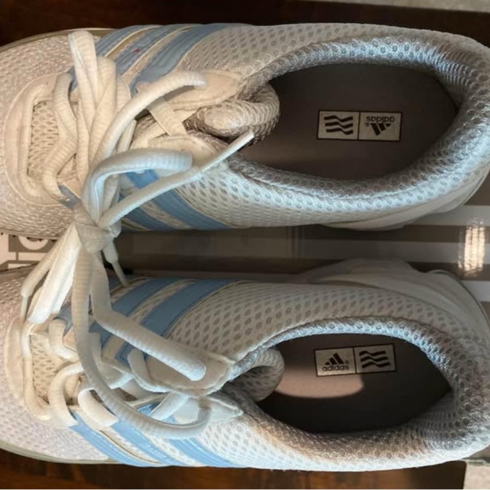 Adidas White and Blue Golf Shoes